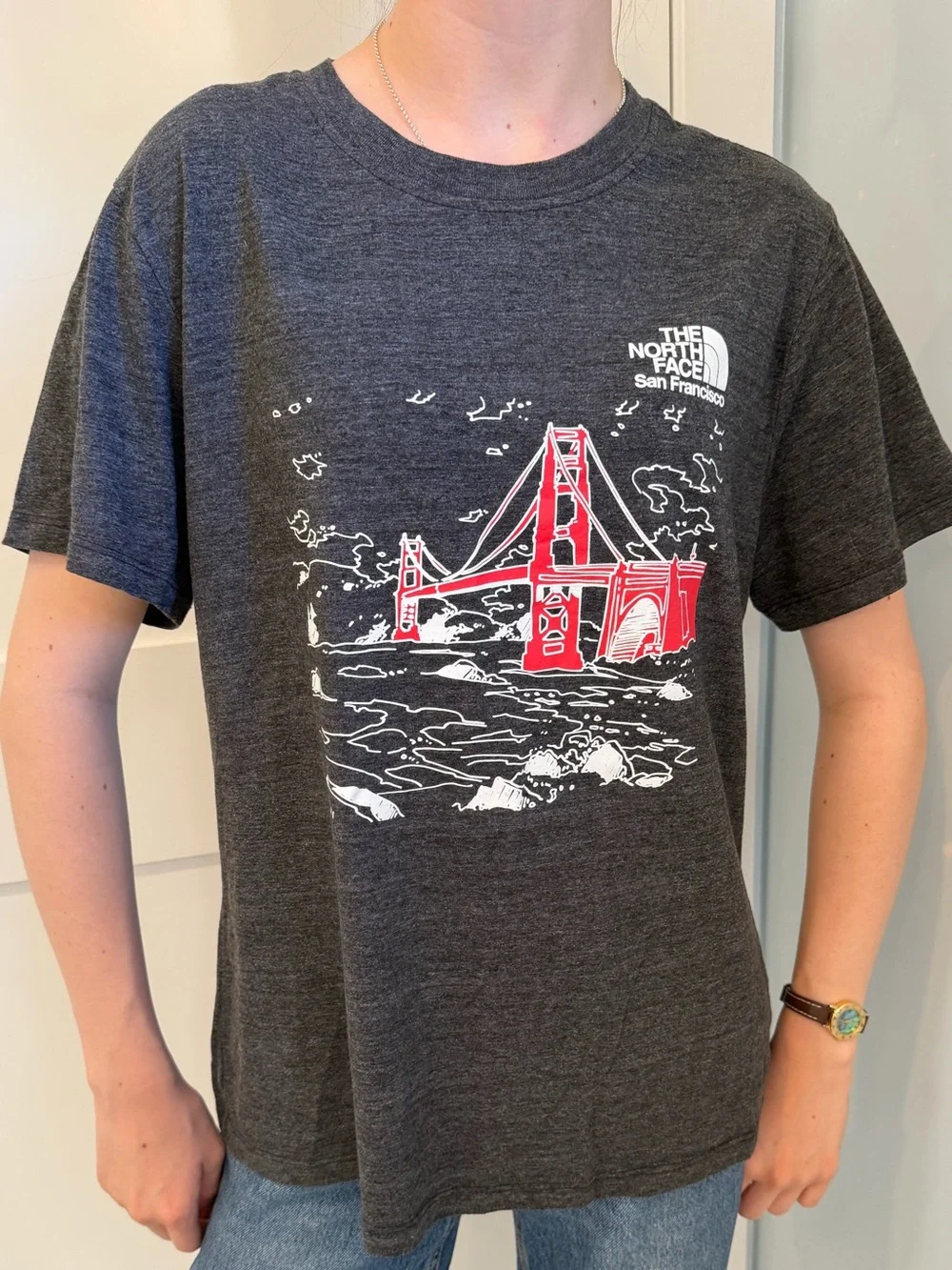 The North Face Charcoal Graphic Tee with San Francisco Golden Gate Bridge Print - Picture 3 of 5